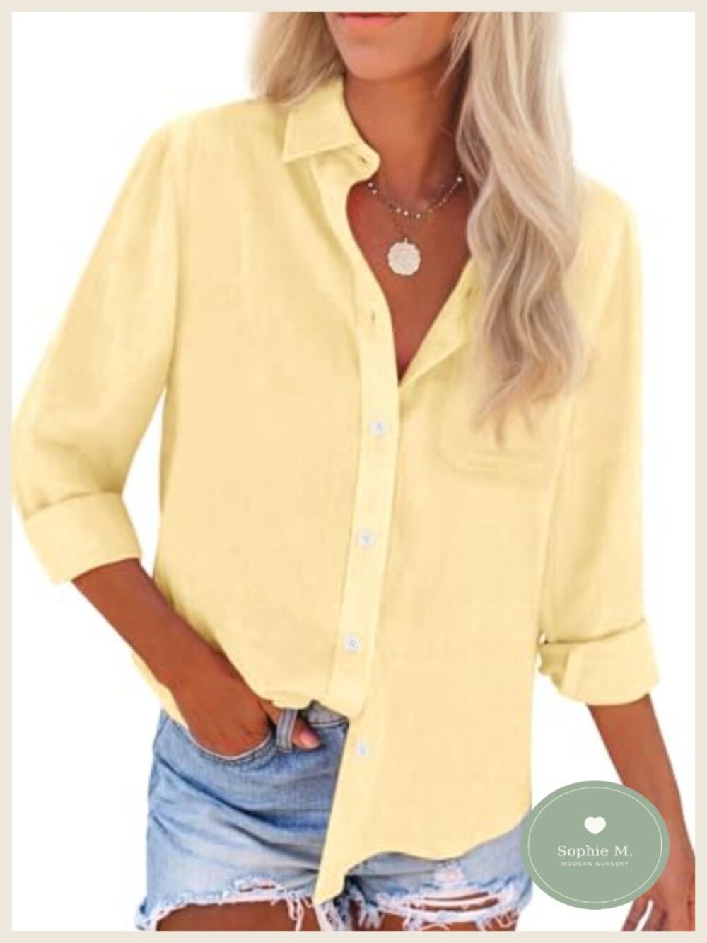 Women's Cotton Button-Down Shirt Long Sleeve Oxford Work Blouse
